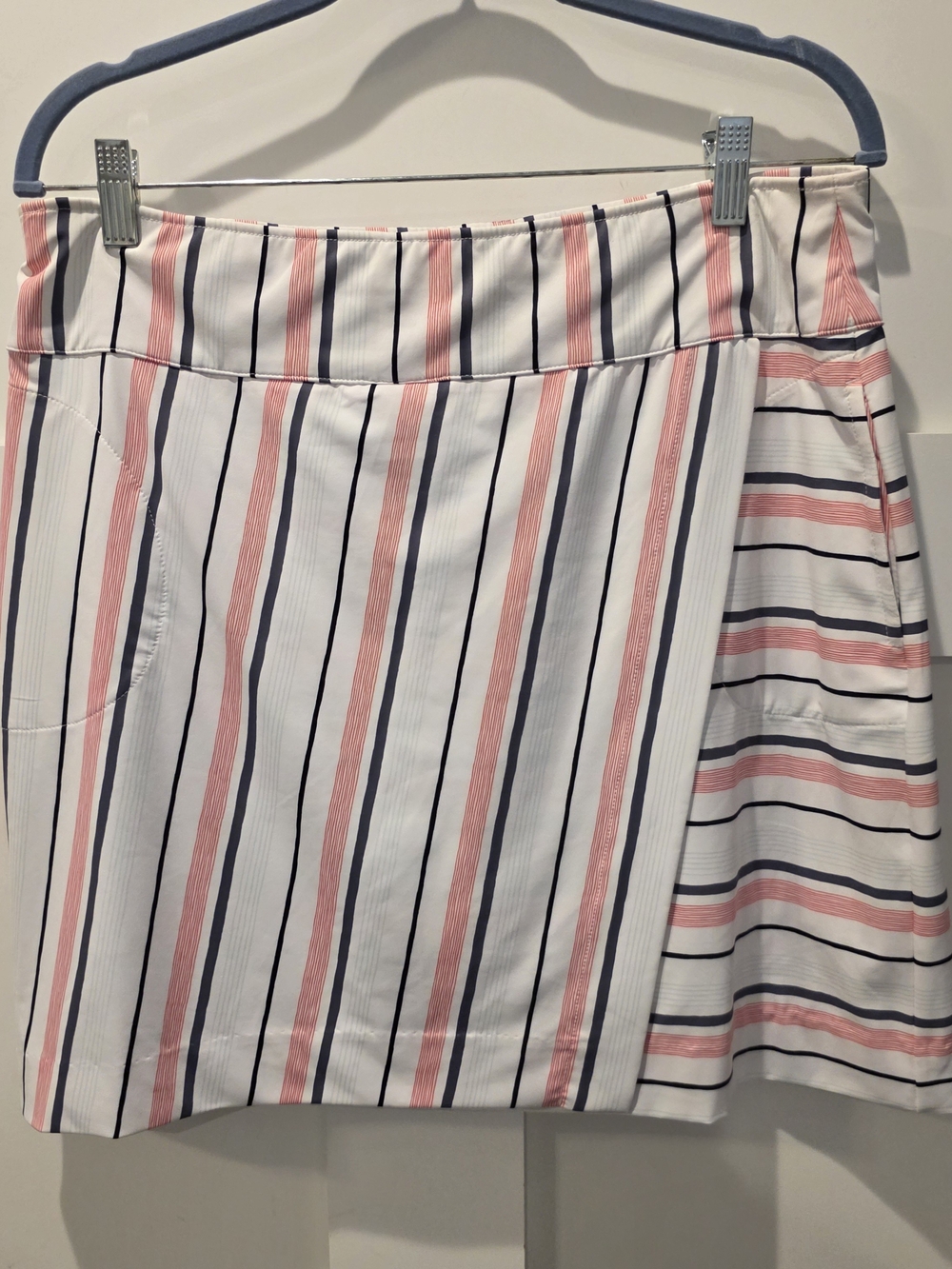Striped Pink and Navy A-Line Women's Skirt